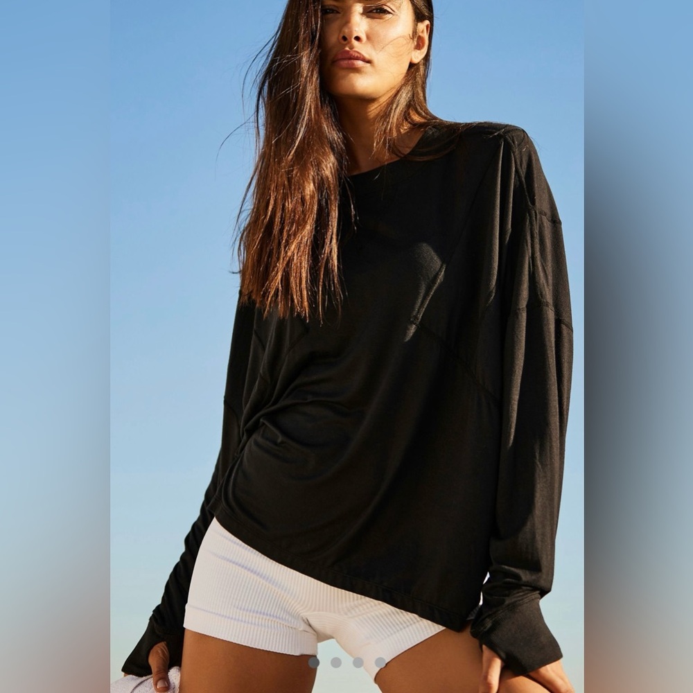 Free People Movement Runner-Up Black Long Sleeve Top SZ Small